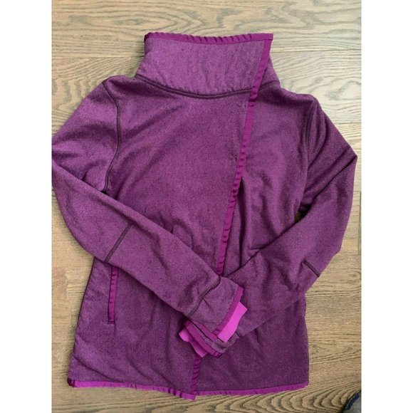 Ivivva Girls Big Business Wrap Jacket Purple Fleece Sweater Lululemon Sz 14 - Picture 8 of 9